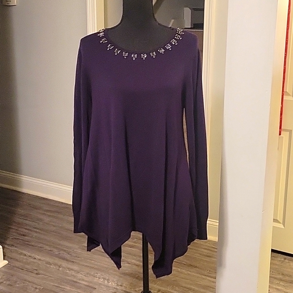 NEW Simply Vera VeraWang  Deep Purple Sweater Sz M